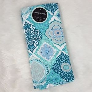 Cynthia Rowley Teal Floral Kitchen Tea Towels